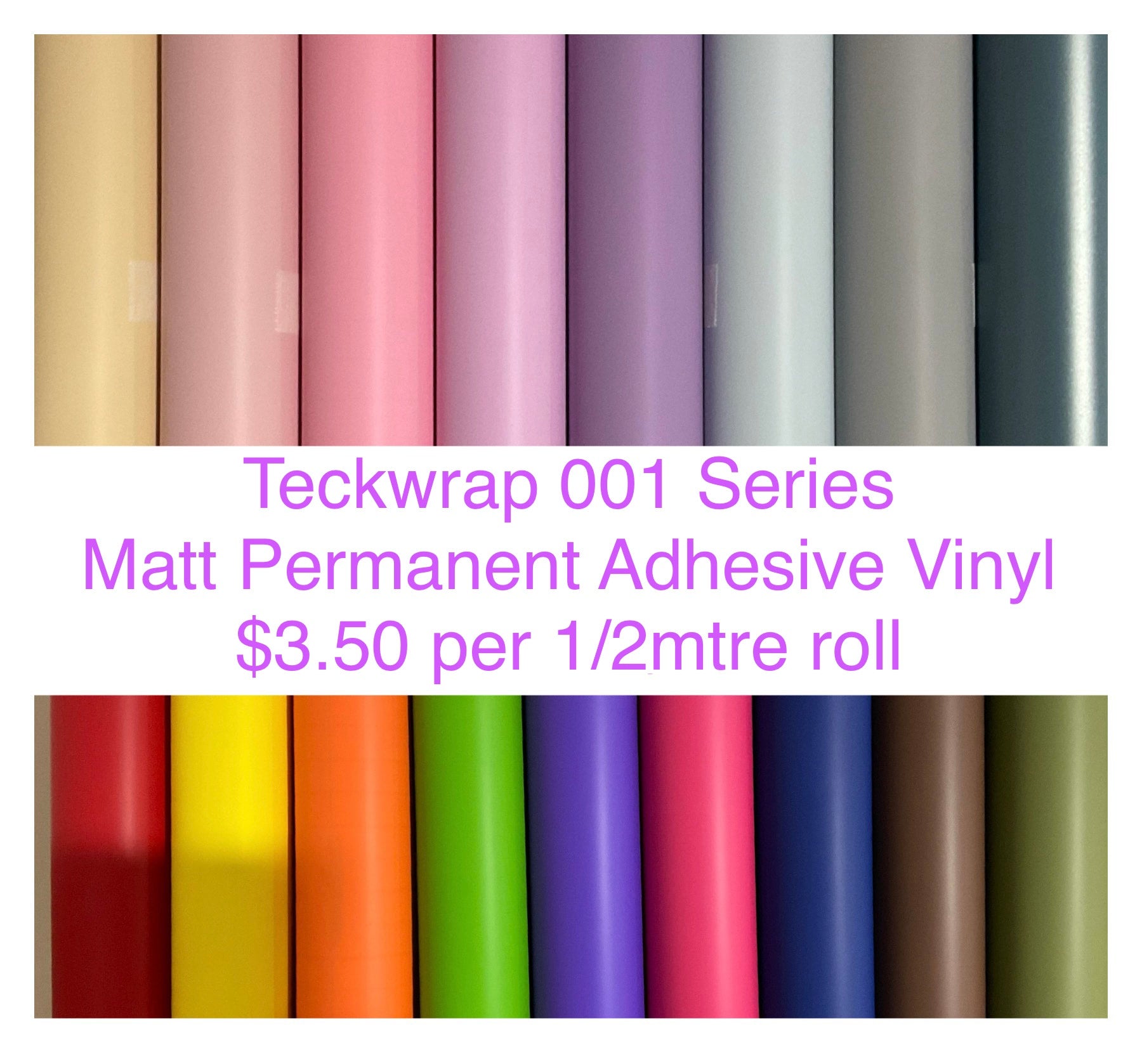 TECKWRAP MATTE Permanent Adhesive Vinyl 1/2 mtre sheets | ALL VINYL ...